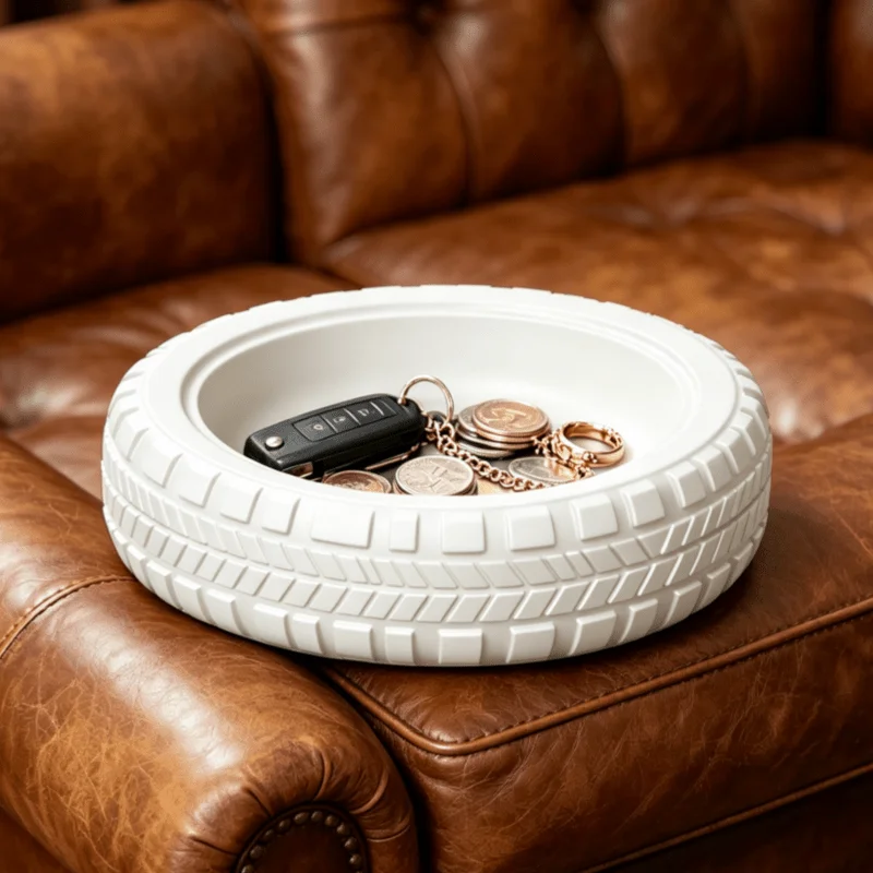 Black Off-Road Tire Storage Basket Novelty Simulated Car Tire Storage Tray Home Living Room Ornament Desktop Decoration