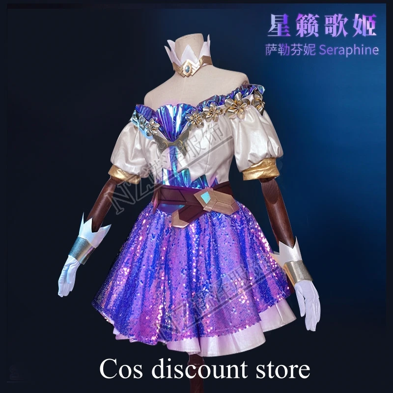 Seraphine Cosplay Costume Game LOL Role Play Singer Women Girls Cos Dress Costume Comic-con Party Suit Full Set New In Stock