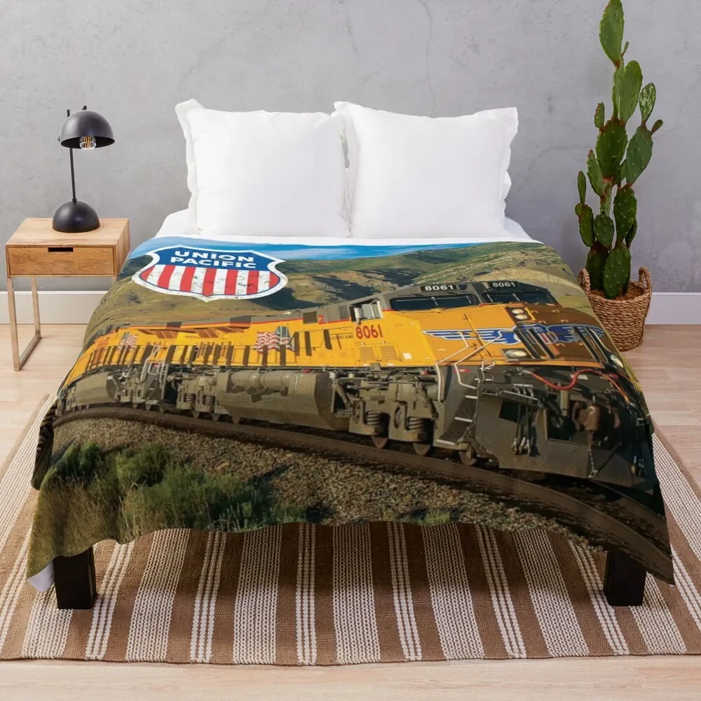 Union Pacific (Distressed) Throw Blanket Bed Personalized Gift Soft Plush Plaid Blankets