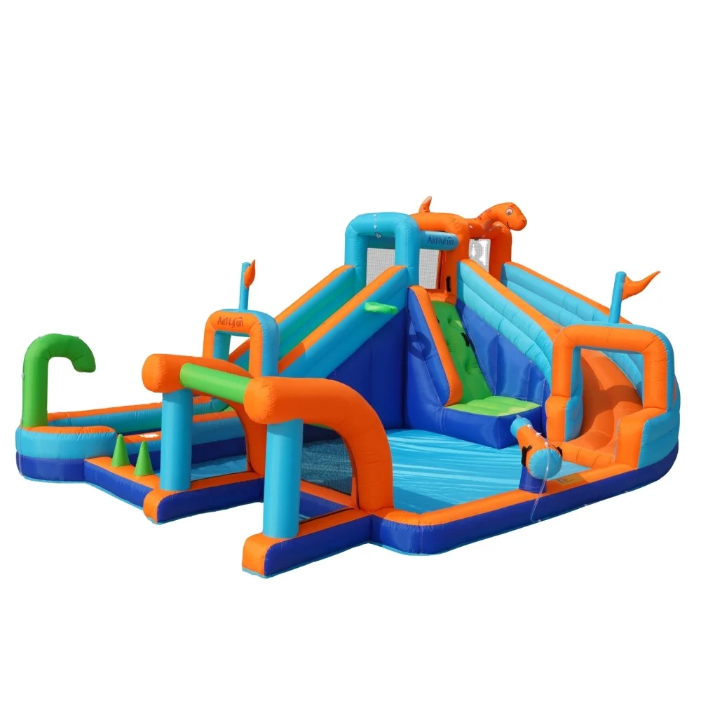 

Double Slides Inflatable Water Park Combo Playhouse for Home and Public Spaces-Indoor/Outdoor Use for Kids