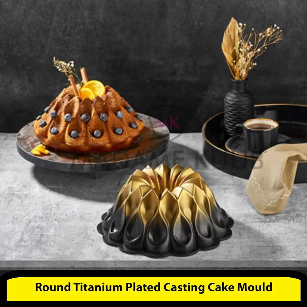 Round Titanium Plated Casting Cake Mould Fireproof Non-Stick Gold Red Color 26 cm Cake Tart Pan Large Size Bread Mould Baking