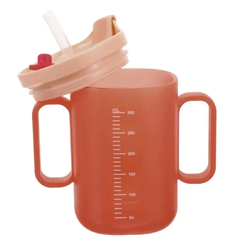 

300ml Adults Elderly Water Cup Unspillable Cup with Lid and Straw Mug Drinking Cup Disabled Elderly Spill Proof Dysphagia Cup