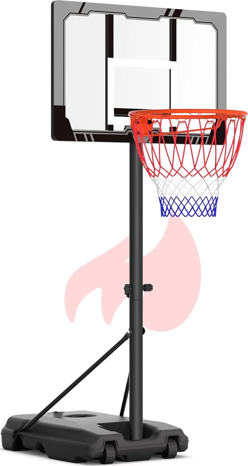 

Mayfire Kids Basketball Hoop Adjustable 4.0-10ft, Portable Outdoor Goal System with 33-44 Inch Shatterproof Backboard