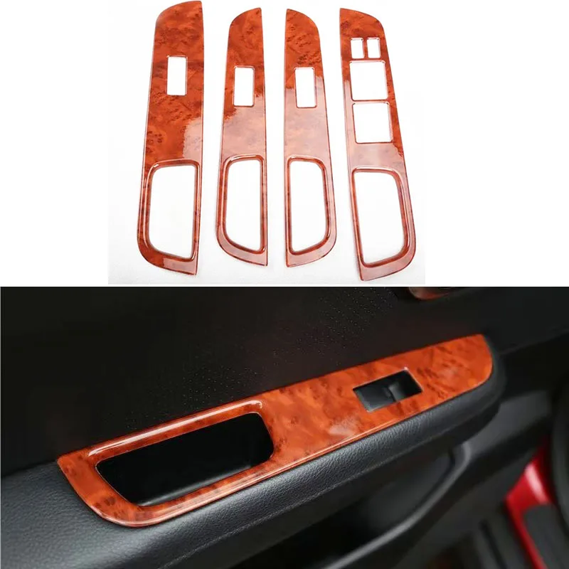 Wooden Color  Interior Central Control Panel Door Window Lift Cover Frame Decoration For Nissan Tiida 2004-2009