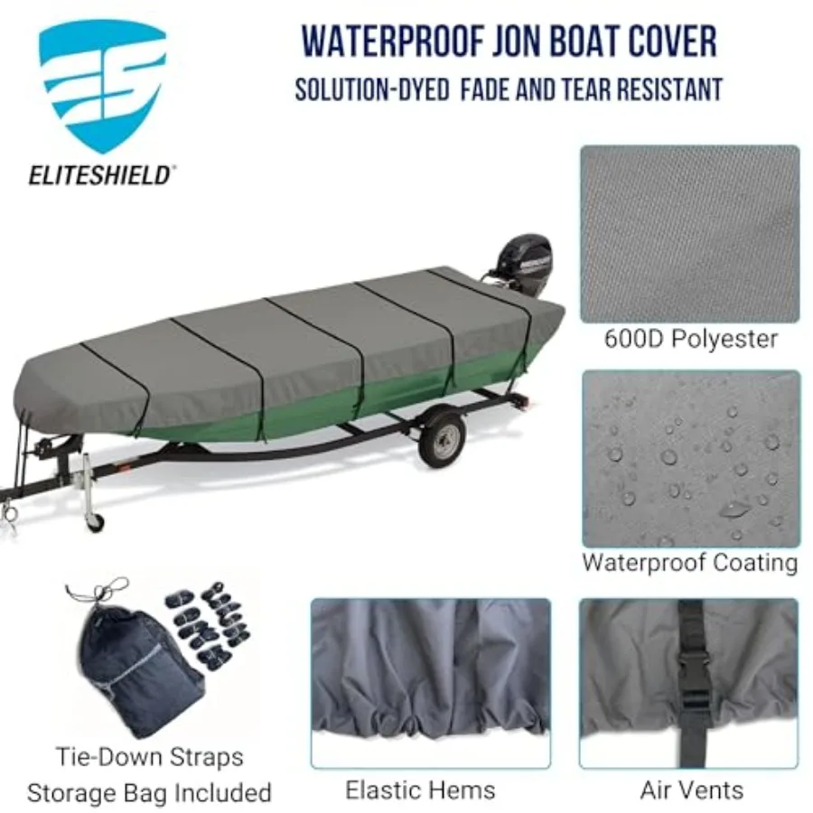 غطاء قارب جون قابل للمقطورة عالي التحمل مقاوم للماء والأشعة فوق البنفسجية بطول 12 قدم مصنوع من محلول بحري 600D من البوليستر المصبوغ مع