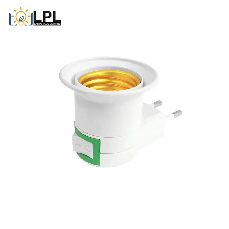 LED Bulb Base with Switch Plug Socket Household E27 Screw Socket White Lamp Holder Waterproof Lamp Head