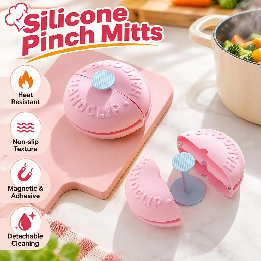 Sweet Donut Silicone Insulated Gloves Non-Slip Wall Mounted Oven Mitts Durable Magnetic Anti-Scald Hand Clips Baking