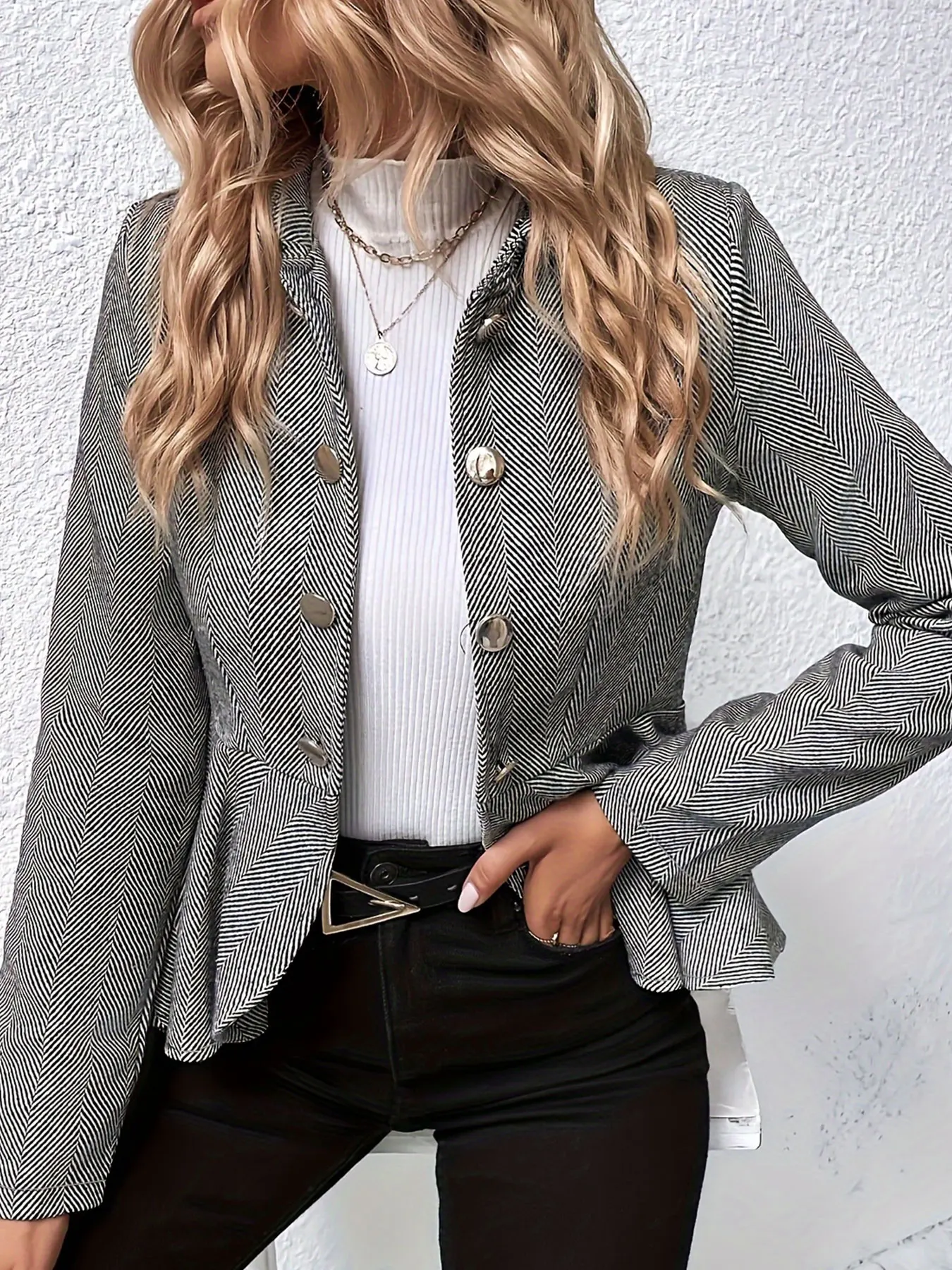 Women's oversized woven casual autumn and winter jacket