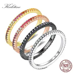 KALETINE Luck 925 Sterling Silver Rings For Women Classical Multicolor Mini CZ Women Wedding Rings Set for Couple Jewekry Gift