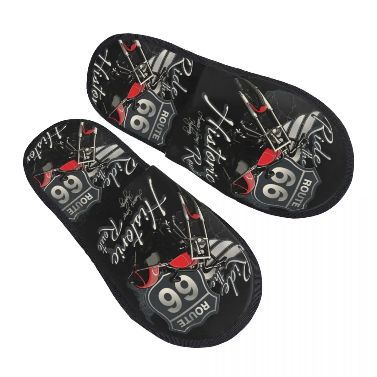 Custom Travel Ride The Historic Route 66 Comfy Scuff Memory Foam Slippers Women USA America Highway Bedroom House Shoes