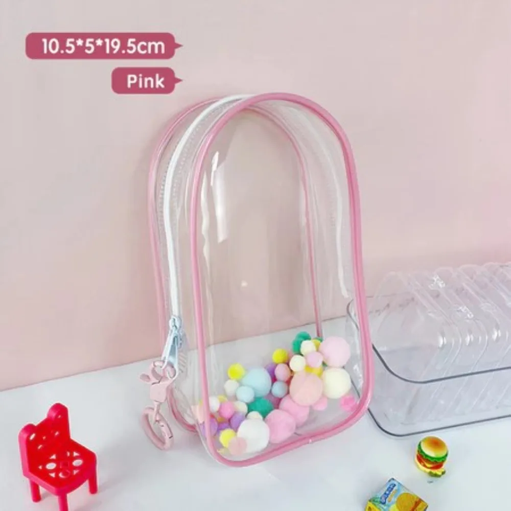 Colorful Transparent Protector Case Organizer Box 17cm for labb Dolls Outdoor Display Bag with Keychain Doll Accessories