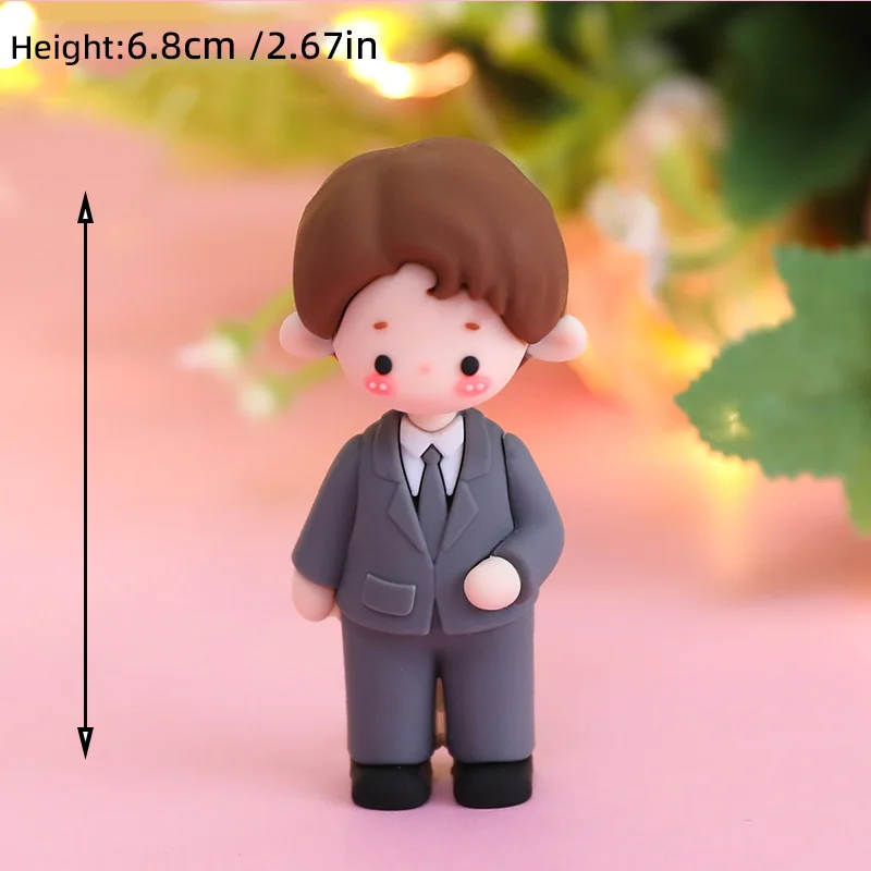 Wedding Cake Topper Groom and Bride Cake Decoration Wedding Couple Dolls Valentine's Day Engagement Ornaments PVC Marry Figurine view 5