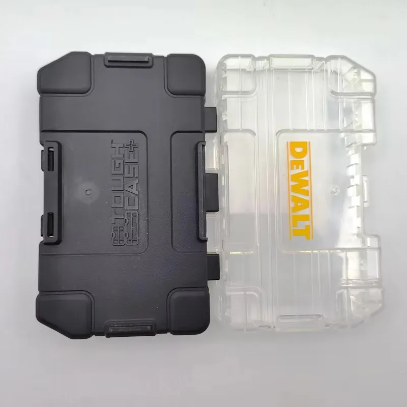 DEWALT TSTAK Schwarzer, mittelgroßer, robuster, stapelbarer, staubdichter Aufbewahrungskoffer für Bohrer, Werkzeugkasten, Zubehör, abnehmbar, 148 x 85 x 40 mm, 1 Stück. – Detail 3