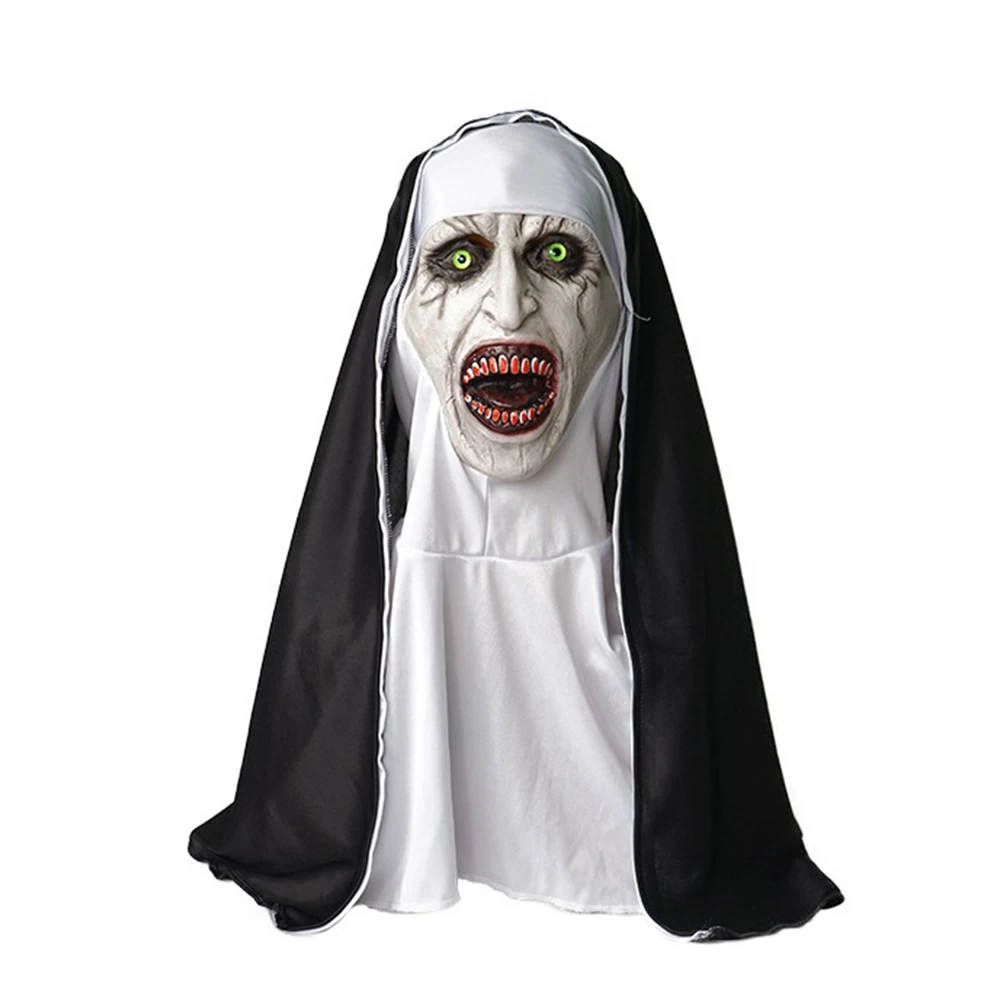قناع راهبة مخيف للهالوين من The Conjuring 2 - أغطية رأس من اللاتكس للرعب للتنكر على وجه شبح مخيف للمزح