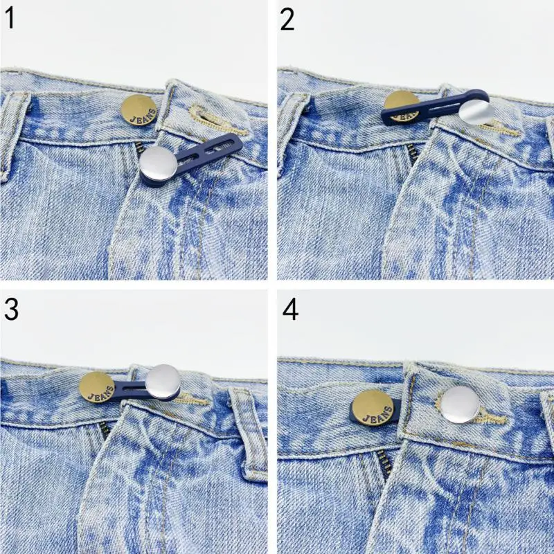 Metal Button Extender Perfect To Any Jeans Pants Free Sewing Retractable Jeans Waist Button Extended Buckles Fixing Kit