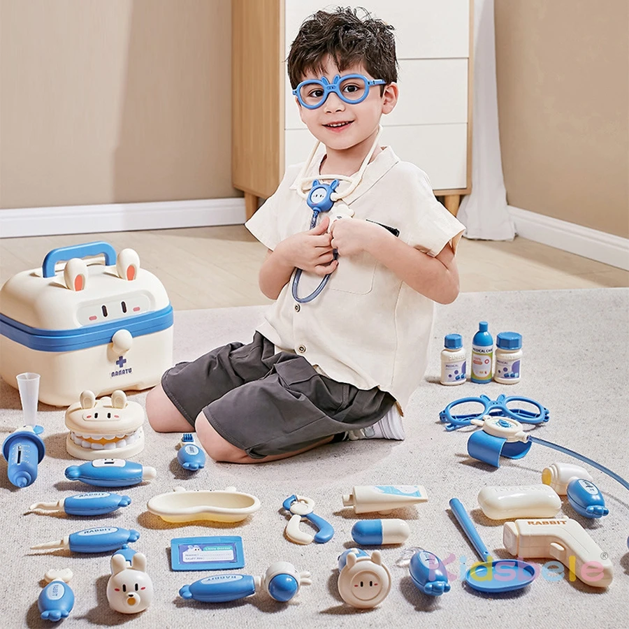 Familierollenspel Doctor Kit – Medisch speelgoed voor kinderen met stethoscoop, bril en gereedschap, leuk fantasiespelcadeau