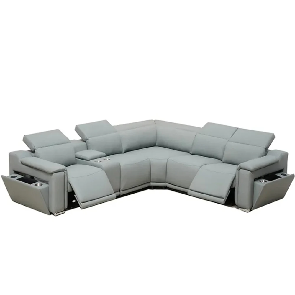 Manufacturer American Leather Luxury 5 Seater Large Sofa Set L-Shaped Corner Combination Recliner Living Room Furniture Sofa