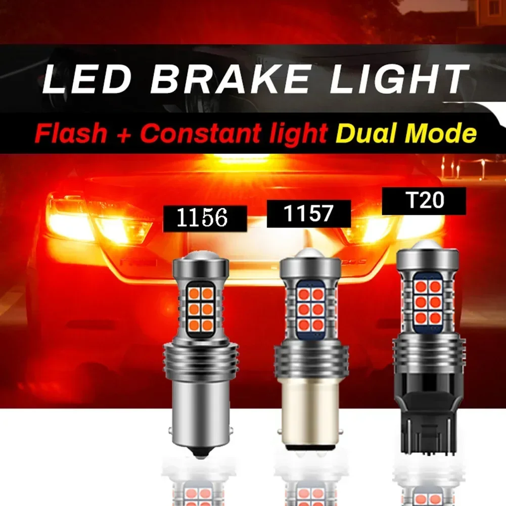 1X Red 1157/T20/1156 LED Strobe 5 Times Stop Bulbs Tail Blinking Light Turn Signal Lamp 27SMD Brake Light Driving Light NEW