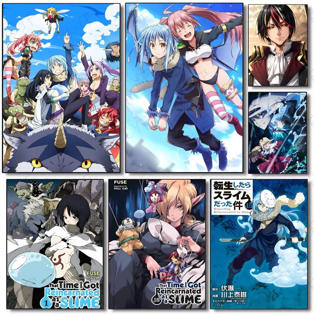 anime isekai T-That Time I Got Reincarnated as a Slime Poster Painting Wall Art Mural for Living Room Home Decor and Gifts