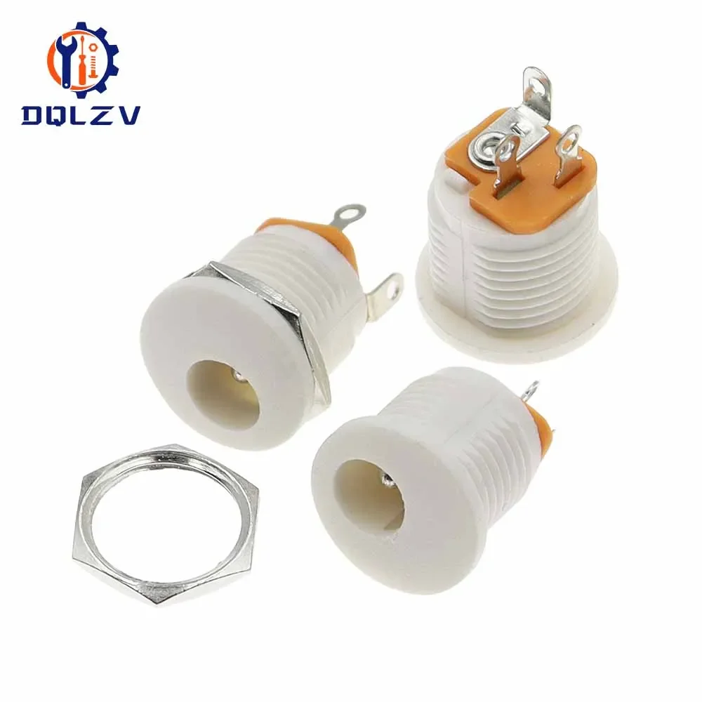 DC-022 5.5x2.1mm DC Power Socket Plug Jack DC Connectors Round Hole Screw Nut Interface Panel Mounting DC022 5.5-2.1