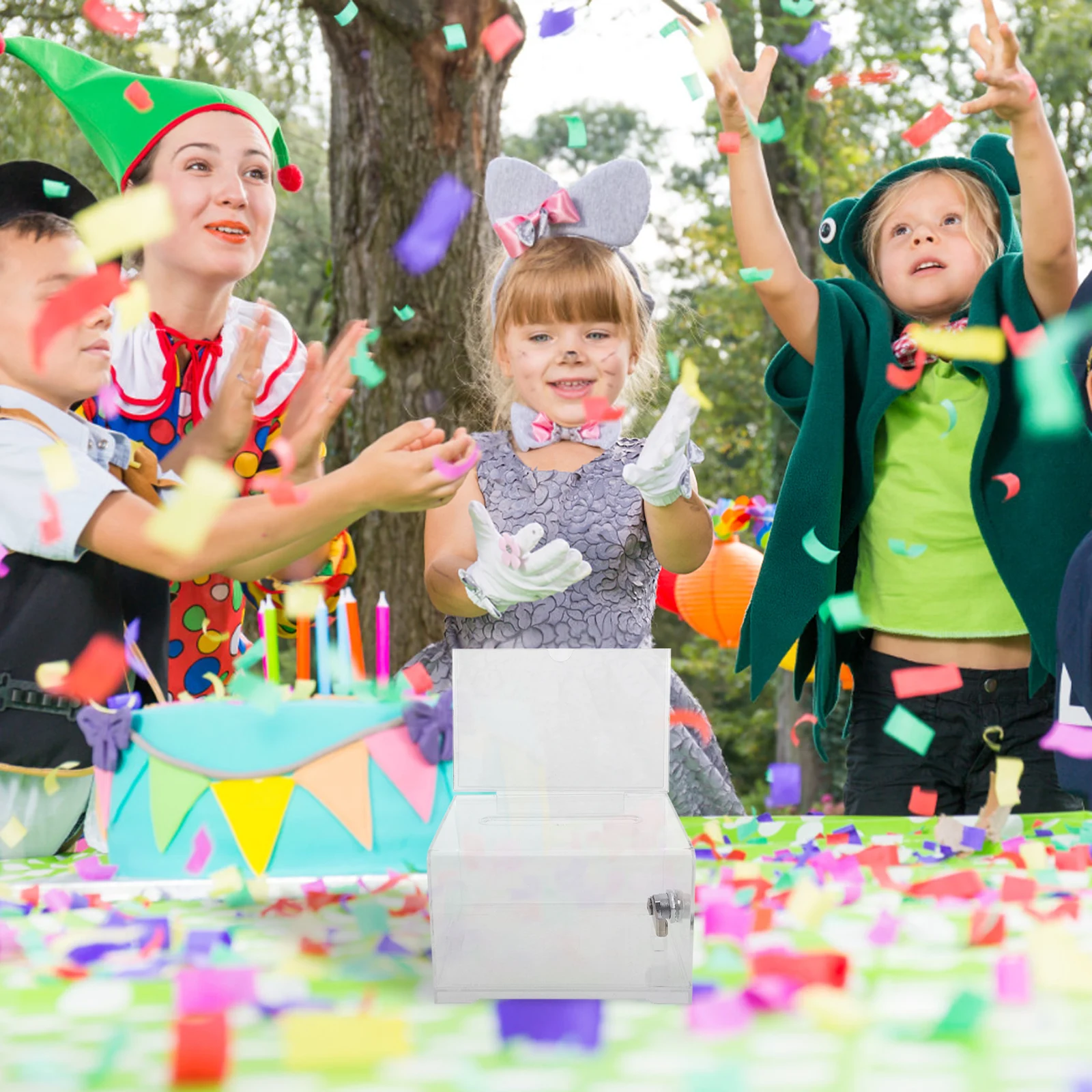 1 مجموعة 1 مجموعة واضح الاكريليك صندوق التبرع مفاتيح قفل لتجميع الصمامات التصويت اقتراحات جمع صندوق رسائل عام متعدد الوظائف