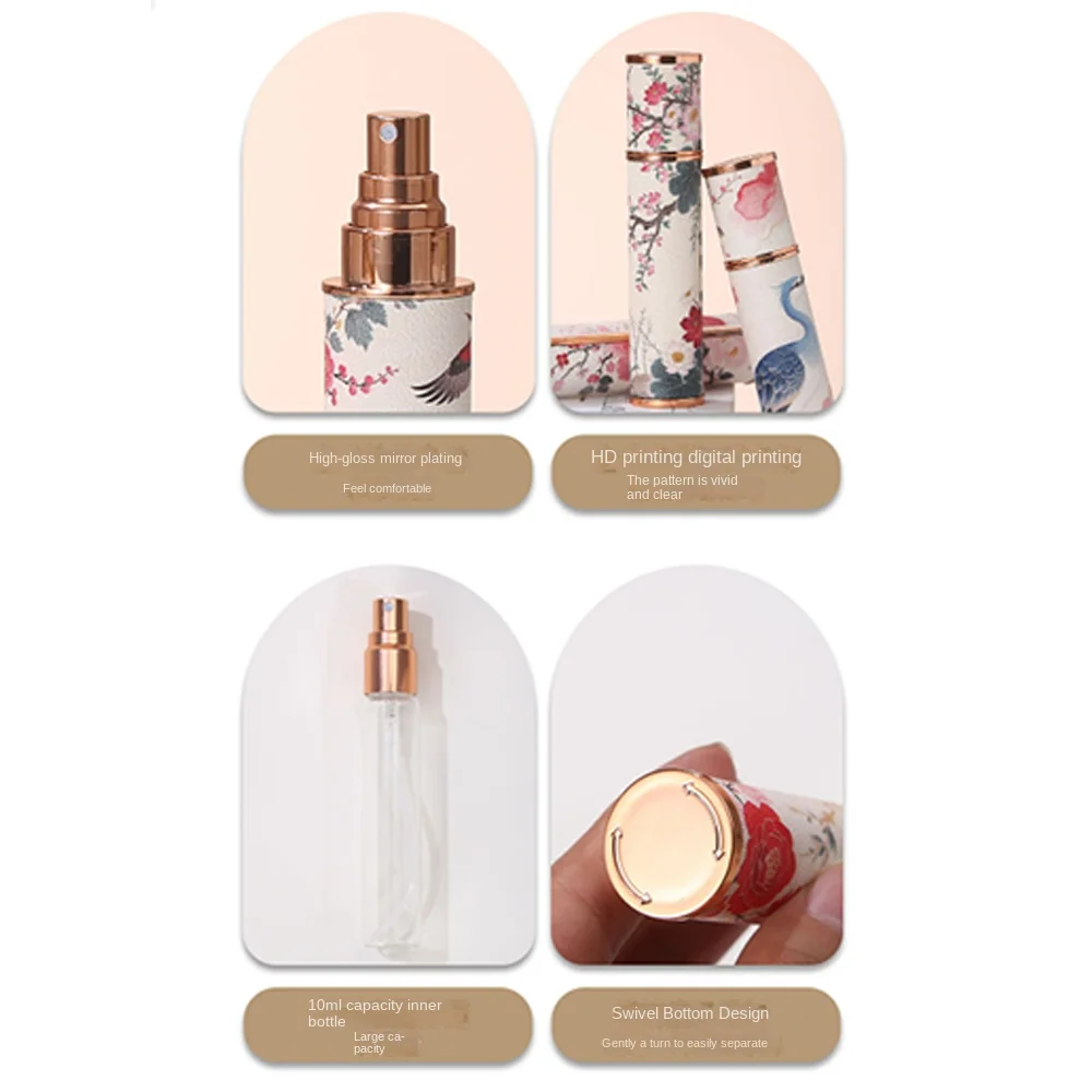 Bottiglia di profumo portatile in pelle PU Phoenix Flacone spray da 10 ml Contenitore di fragranza per nebbia ultrafine vuoto a prova di perdite per donna