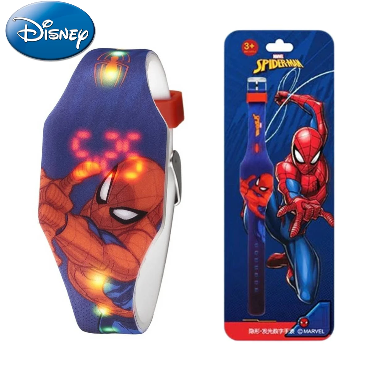 Montre Flash Colorée Marvel Iron Man Frozen SpidSuffolk, en Silicone, avec Affichage Numérique LED, Horloge pour Fille et Garçon