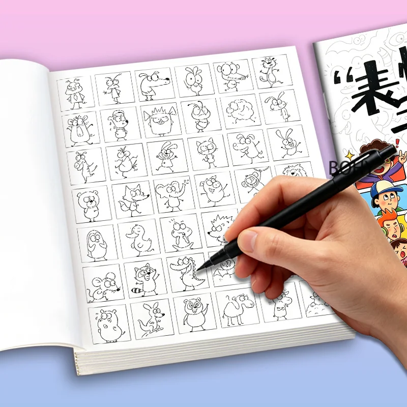 1 Volume of Emoji Pack Control Pen Drawing Book, Total of 32 Pages of Theme Simple Pen Patterns That Can Be Traced and Colored