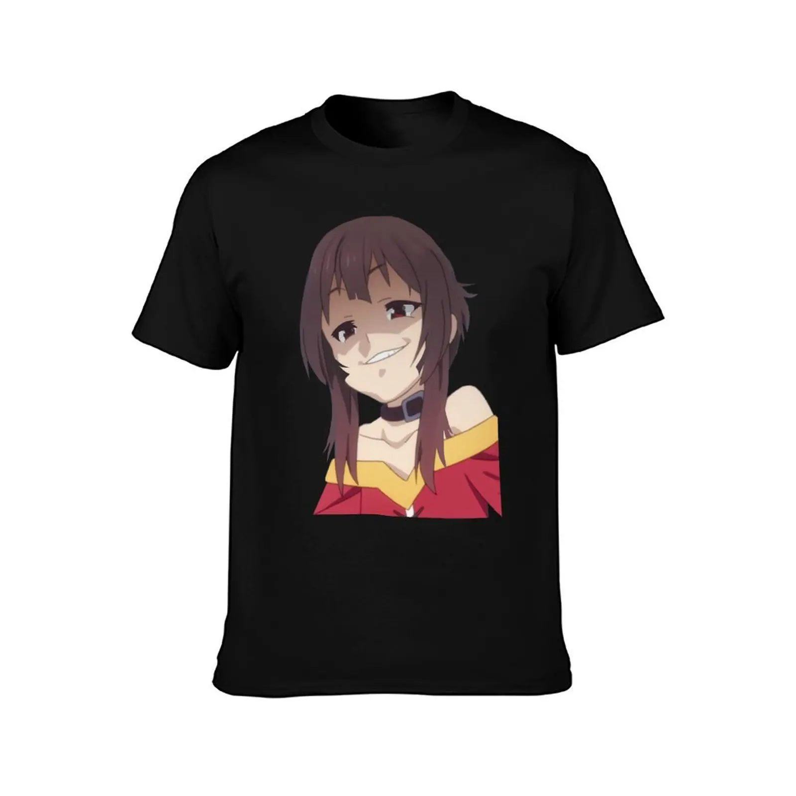 Smug Megumin Face (KonoSuba) T-Shirt, Summer Casual Cotton Tee, Oversized Streetwear Tops, Vintage Graphic Print, 100% Cotton