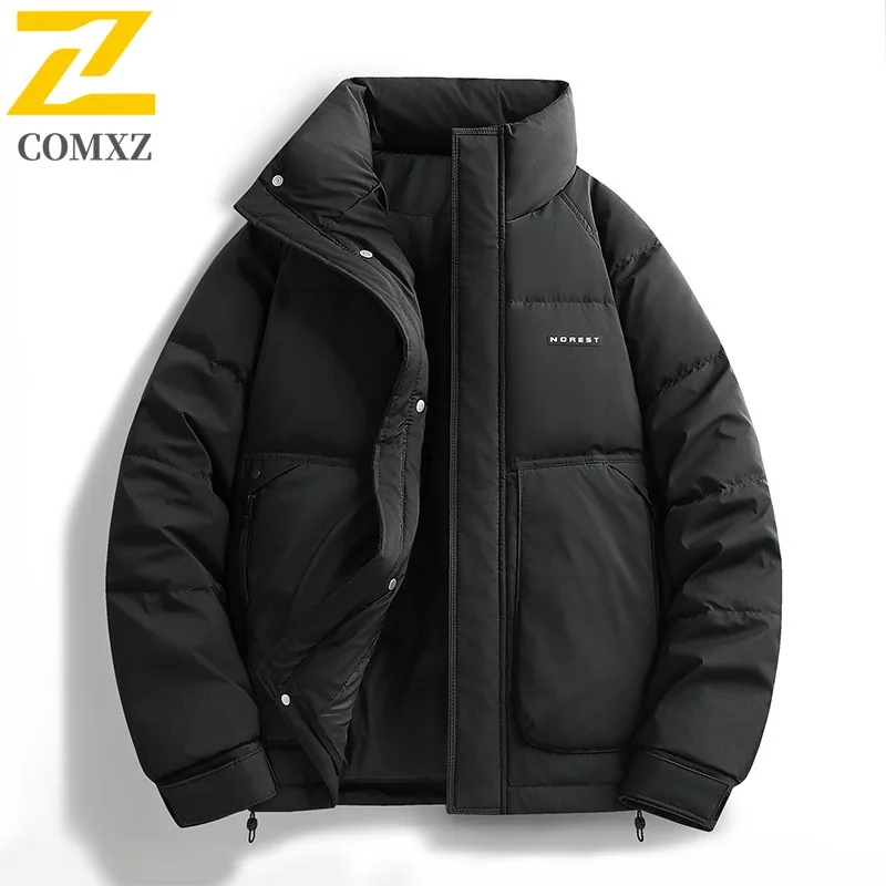 

COMXZ Mens Padding Coat 2025 New Stand Collar Outdoor Climbing Comfortable Coat Daily Wear Style Cold Protection Windbreaker