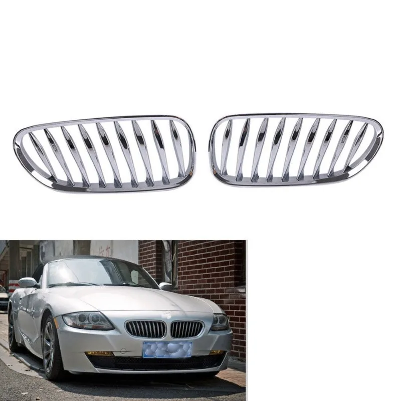 

2 шт. для BMW Z4 E85 2003 2004 2005 2006 2007 2008 купе трансформируемые посеребренные передние решетки для почек 51117117757 51117117758