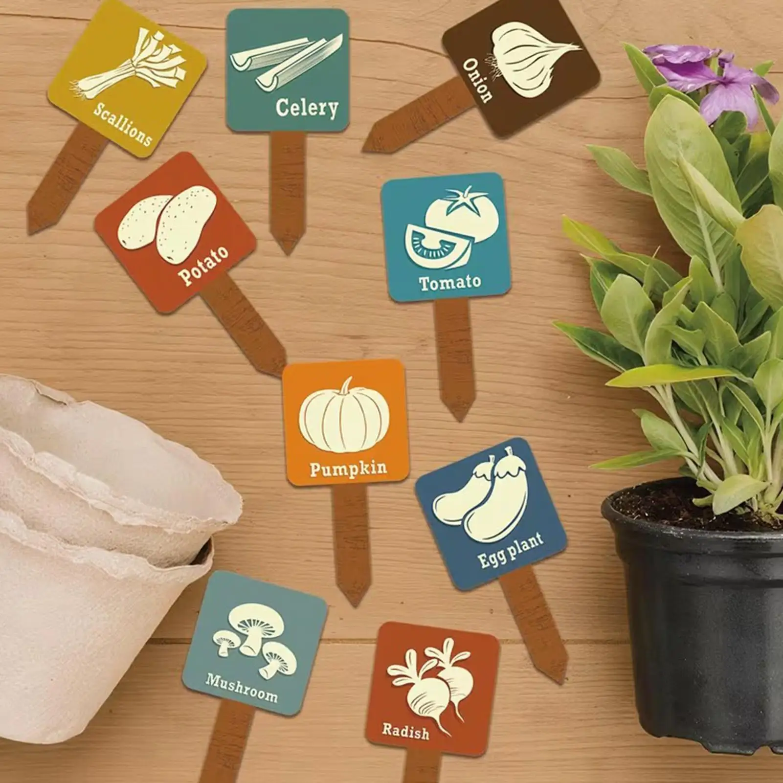 Vegetable Garden Signs 15 Pieces T-shape Signs Tags Markers Plant Labels Tags Stakes For Fruit Flower Tree Seedling Row Pots