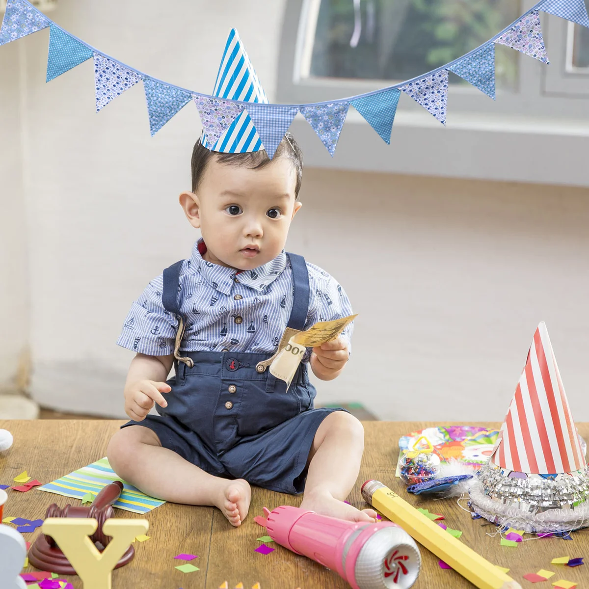 

Pennant Flags Banner Sky Floral Cotton Fabric Party Decoration Wedding Birthday Baby Shower Graduation Bunting