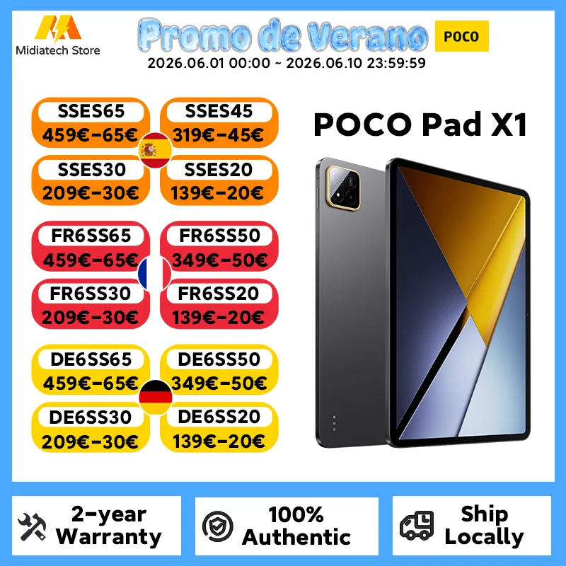 Versión global POCO Pad X1 Snapdragon 7+ Gen 3 Procesador 3,2K 144 Hz Pantalla nítida Batería de 8850 mAh Carga de 45 W Tableta POCO