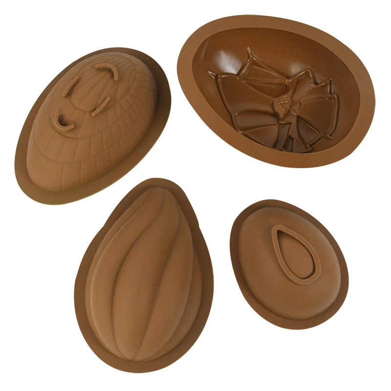 Moldes grandes de silicona para huevos de Pascua, moldes 3D para Chocolate, decoración para Mousse, pastel y postre