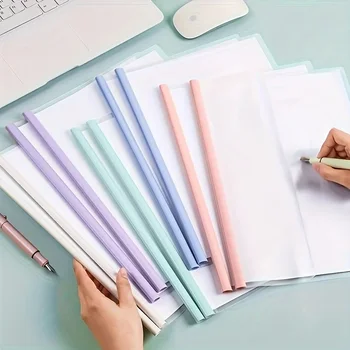 Carpeta de varilla de dibujo A4 de plástico, suministros de negocios, abrazadera de varilla para documentos gruesa, carpeta de negocios transparente en forma de gota, 5 uds.