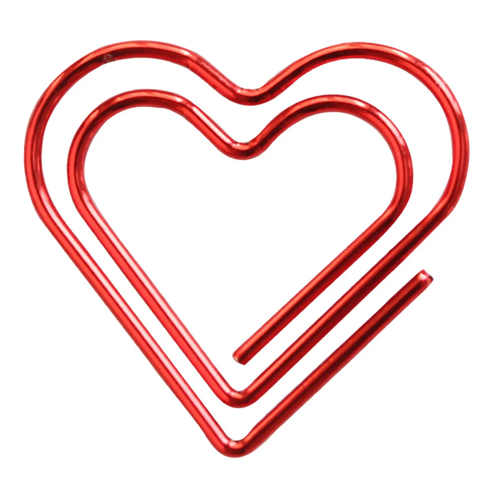 

50 Pcs Heart Shaped Paper Clip Creative Metal Bookmark Clips Sturdy Construction Bright Colored Design Cute Shape Note Photo