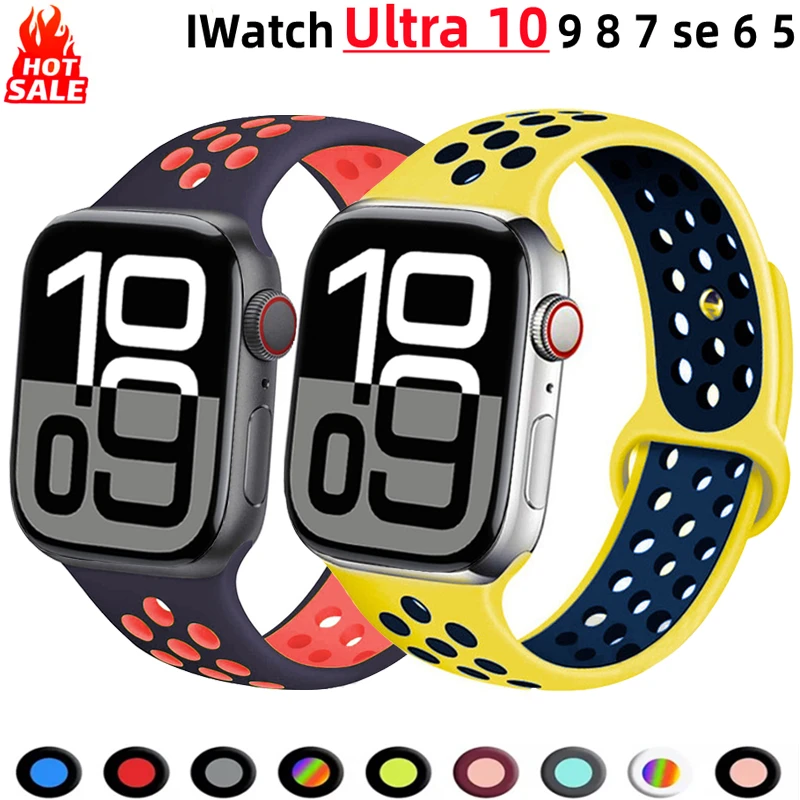 Sportarmband für Apple Watch Band 46 mm 44 mm 40 mm 42-38-41 mm 45 mm Atmungsaktives Armband iWatch Serie 10 9 8 7 6 SE 5 3 Ultra 2 49 mm