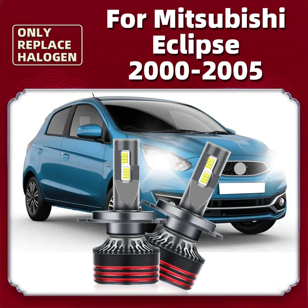 2PCS Hi/Lo H4 LED Front Headlight For Mitsubishi Eclipse 2005 2004 2003 2002 2001 2000 Car Lamps 220W 33000LM CSP 12V Auto Bulbs