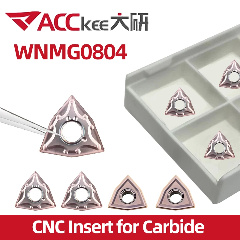 ACCKEE Carbide Insert WNMG080404 MA VP15TF WNMG 080408 MS Turning Tools For Stainless Steel CNC Lathe Cutter 10pcs Blade Plate