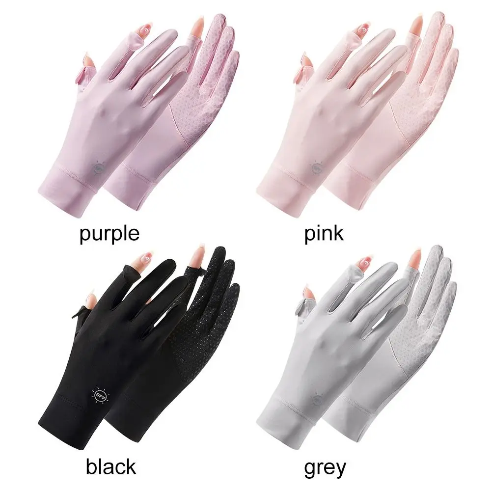 Breathable Touch Screen Anti-UV Women Gloves Mittens Sunscreen Gloves Ice Silk Gloves