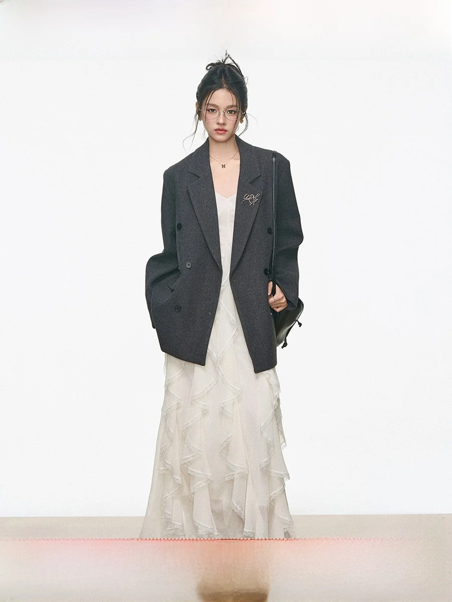 

Westayone Casual Woolen Suit Jaet Women's Loose Lazy Sle Dr 2025 New Faion Thiened Long Sve Warm Coat