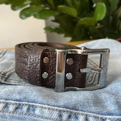 Handmade men's leather belt with thickened buffalo leather pattern copper buckle luxury belt