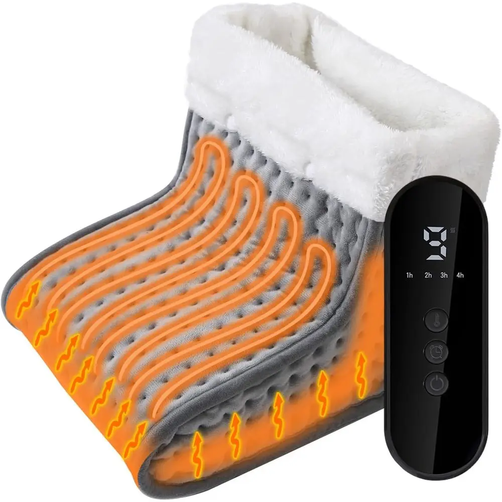 

Gray Electric Foot Warmer: 9 Heat Levels & 4 Timers for Ultimate Comfort Under Desk