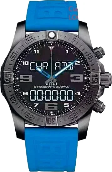 Men Quartz Watch Aerospace Black Blue Rubber Digital Luminous