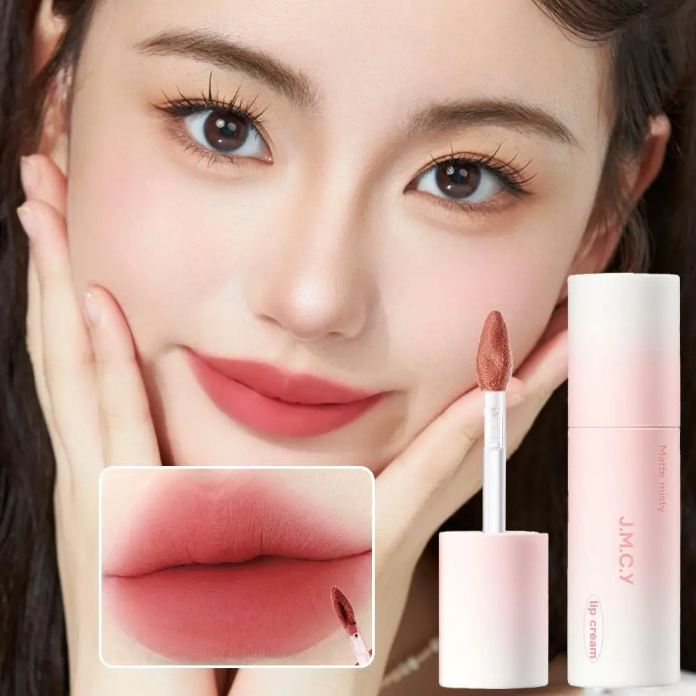 ふわふわベルベットソフトリップグレーズ液体口紅防水グレーズティントノンスティック非退色ロングカップマッド持続ペーストリップ R2Y9