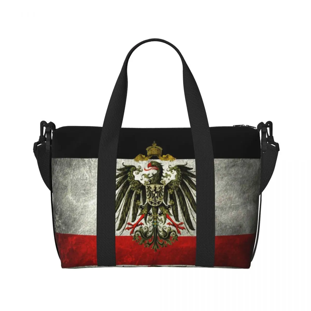 Custom German Empire Flag Germany Tote Bag Women Big Capacity Beach Gym Travel Bags