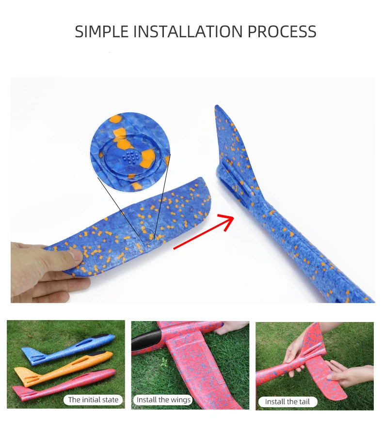 50CM Big Foam Plane Glider Hand Throw Airplane Light Inertial EPP Bubble Planes Outdoor Launch Toys for Children Boys Gift