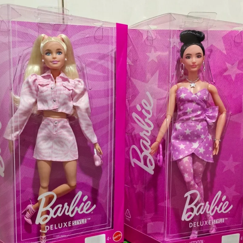 

Оригинальная коллекционная кукла Барби из серии Deluxe Fashion: джинсовая коллекция, модель лица Раэлл, украшение для рабочего стола, подарок на день рождения, сюрприз.