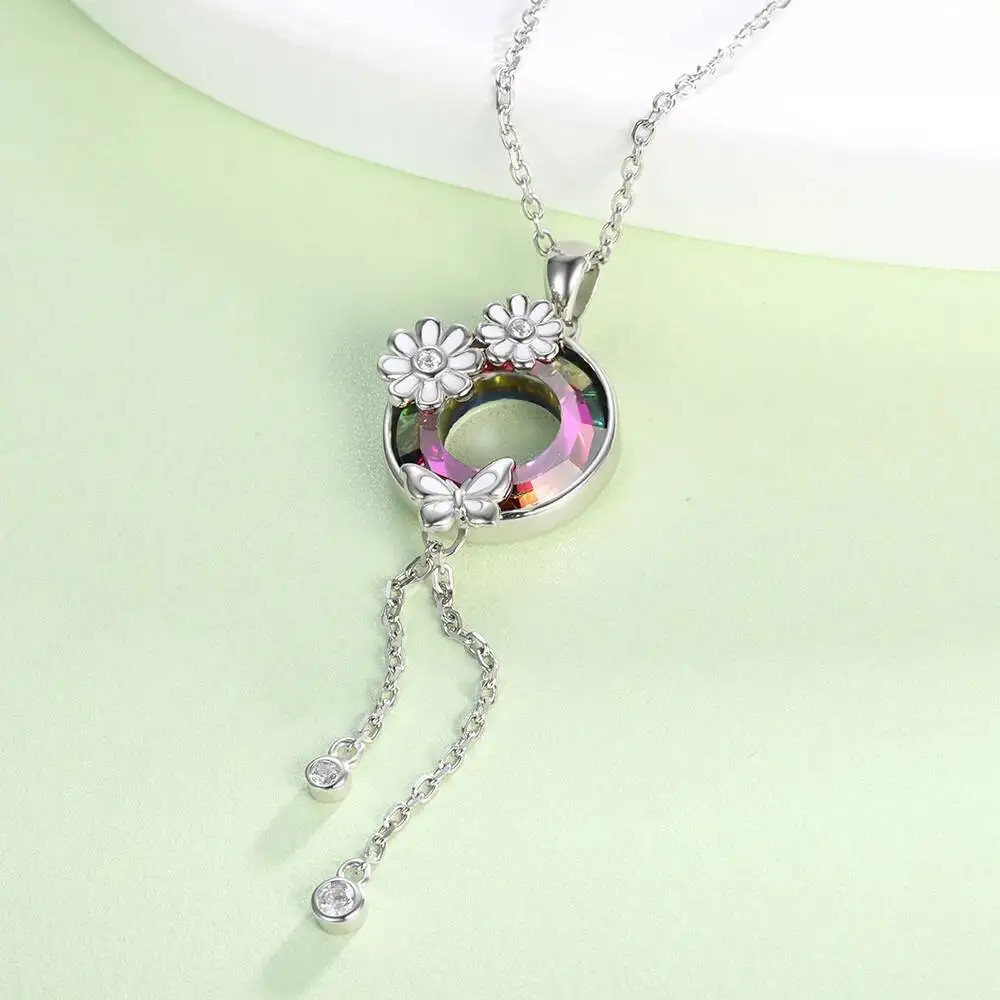 

Подвеска-бабочка из стерлингового серебра 925 пробы с кисточкой, фиолетовое австралийское ожерелье с кристаллами, ювелирные изделия, подарки на день рождения для женщин, друзей